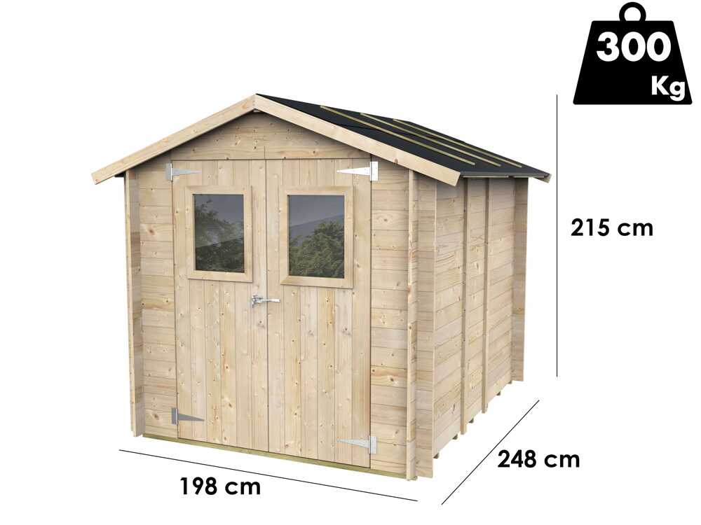 alce hobby 198x248 abri de jardin en bois avec fenêtres et porte à double battant 198x248x215 cm Alce Hobby 198x248 - Abri de jardin en bois - Avec fenêtres et porte à double battant - 198x248x215 cm