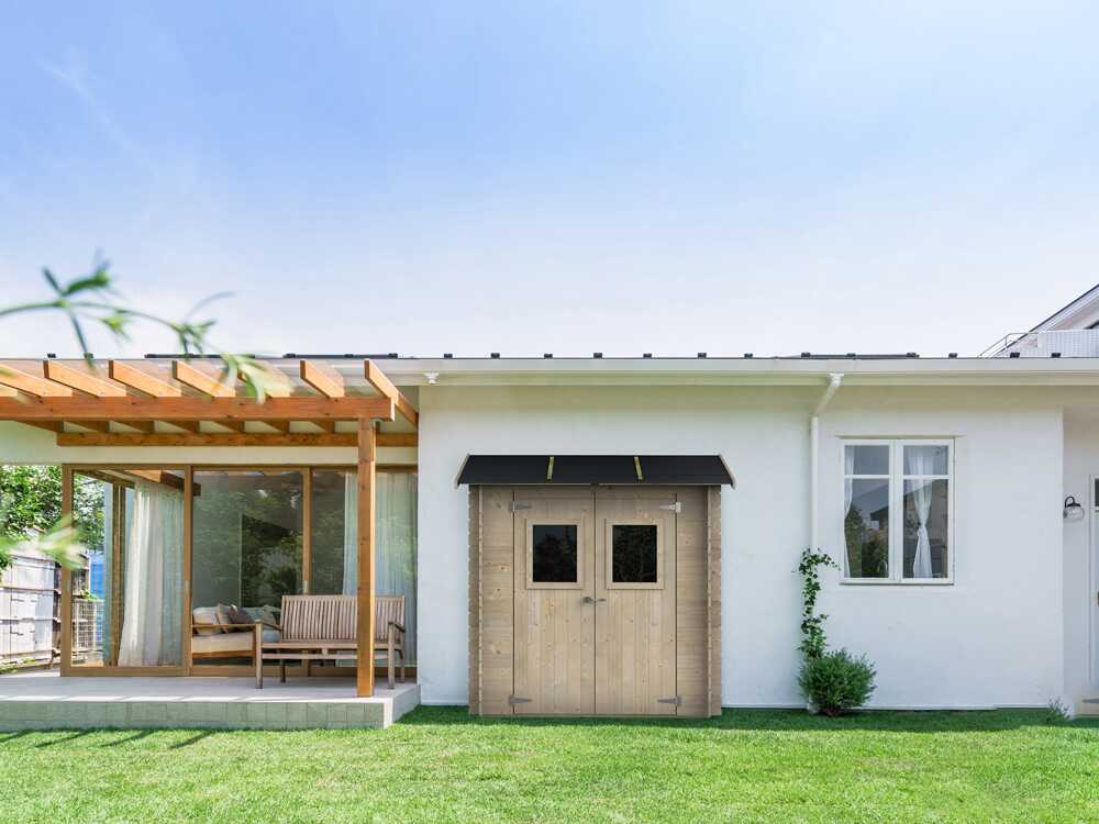 alce hobby 198x98 abri de jardin en bois avec fenêtres à l'avant 198x98x197 cm Alce Hobby 198x98 - Abri de jardin en bois - Avec fenêtres à l'avant - 198x98x197 cm