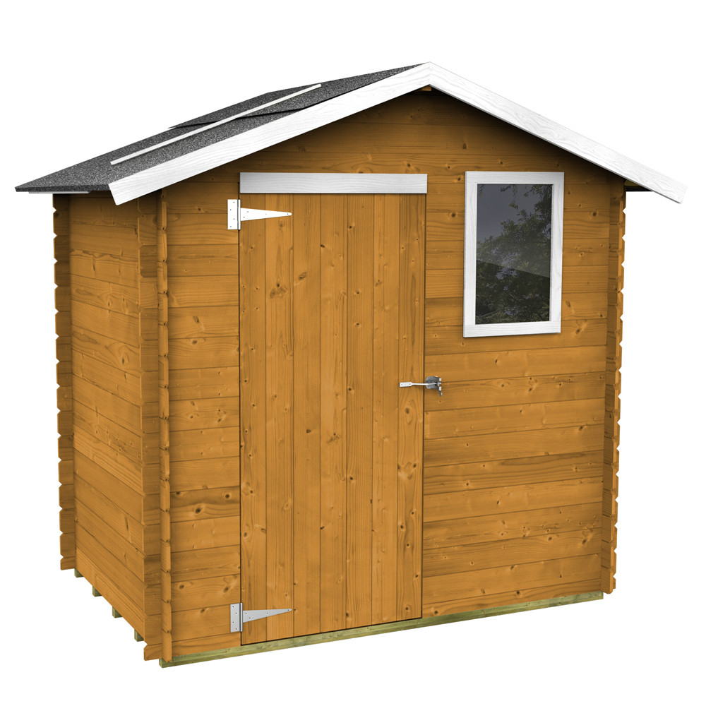 alce livia 198x130 mélèze abri de jardin en bois avec fenêtre frontale 198x130x205 cm Alce Livia 198x130 mélèze - Abri de jardin en bois - Avec fenêtre frontale - 198x130x205 cm