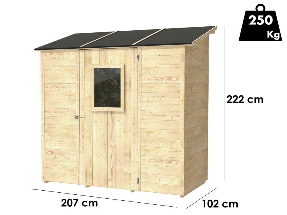 alce vaniglia 207x102 abri de jardin en bois avec fenêtre frontale 207x102x222 cm Alce Vaniglia 207x102 - Abri de jardin en bois - Avec fenêtre frontale - 207x102x222 cm