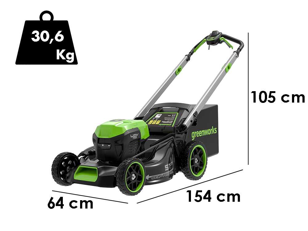 greenworks gd48lm51spiik5 tondeuse à gazon automotrice à batterie 48v/5ah coupe 51 cm Greenworks GD48LM51SPIIK5 - Tondeuse à gazon automotrice à batterie - 48V/5Ah - Coupe 51 cm