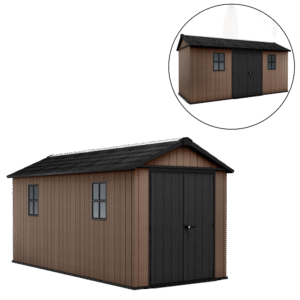 Keter Newton plus 7515/1575 - Abri de jardin - Avec porte à double battant et fenêtres - 230 x 476 x 246 cm